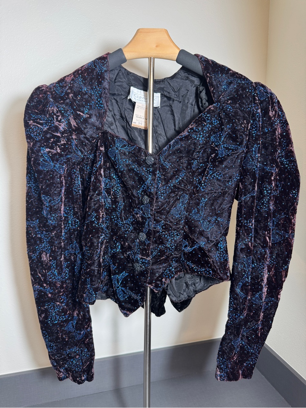 Whimsygoth Vintage 80's Gunne Sax Beaded Velvet Sweetheart Jacket 5/6